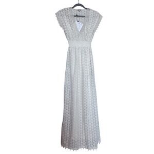 NEW Talitha Crochet Maxi Dress Ivory Lace Boho Summer Vacation Resort S